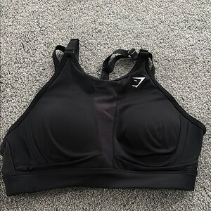 Mesh neckline sports bra